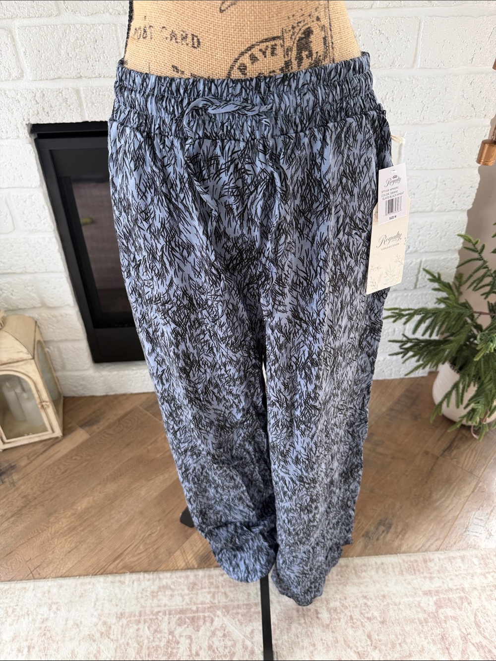 Royalty For Me Slate Black Wheat Printed Pants - Slate Black Wheat